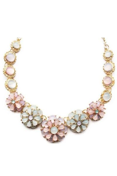 Oasap Pastel Faux Stone Rosette Necklace