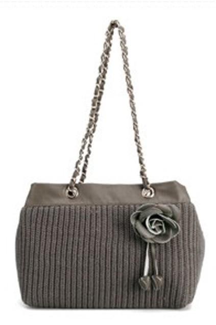 Oasap Elegant Knitted Shoulder Bag With Flower Embellishment