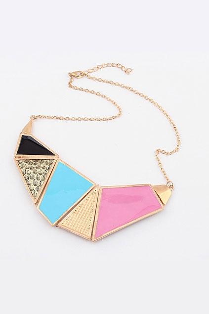 Oasap Colored Geometric Shaped Pendent Necklace