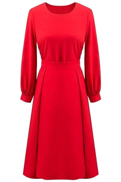 Oasap Vibrant Red Blouse Skirt Set