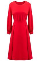 Oasap Vibrant Red Blouse Skirt Set