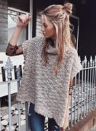 Oasap High Neck Short Sleeve Knit Pullover Sweater