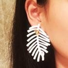 Oasap Fashion Feather Leaves Metal Ball Earrings