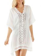 Oasap Women's V-neck Lace Hollow Out Beach Mini Dress
