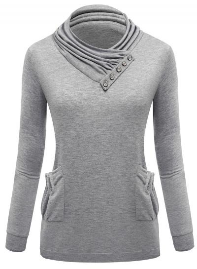 Oasap Round Neck Pullover Solid Sweatshirts