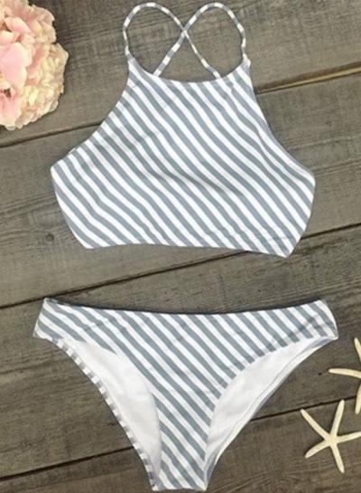 Oasap Halter Neck Sleeveless Two Pieces Swimwear