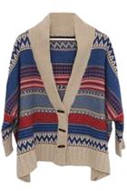 Oasap Geometric Pattern Cape Cardigan Sweater