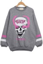 Oasap Street-chic Skull Fleece Sweatshirt