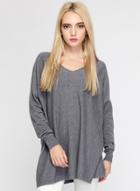 Oasap Fashion Loose Fit V Neck Long Sleeve Knit Sweater