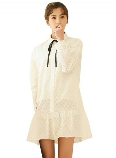 Oasap Fashion Long Sleeve Button Down Dress
