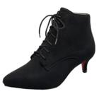 Oasap Lace-up Solid Color Pointed Toe Ankle Stiletto Shoes