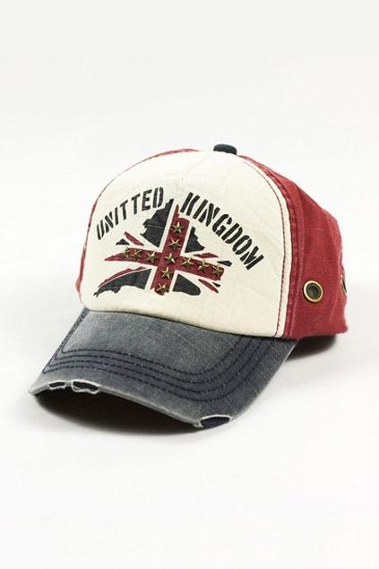 Oasap Star Embellished Union Jack Print Worn Finish Cap