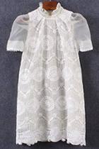 Oasap Delicate Mesh Sleeves Crochet Lace Dress