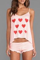 Oasap Sweet Heart Print Cami Top Matching Set