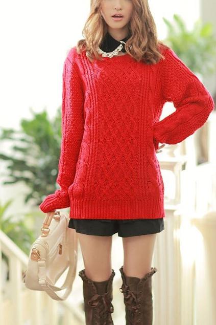 Oasap Braided Long Sleeve Sweater