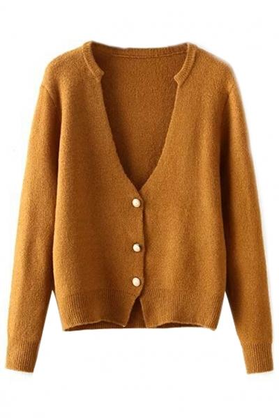 Oasap Fashion Solid V Neck Woman Cardigan
