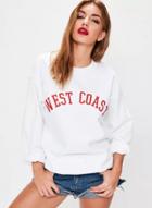 Oasap Round Neck Long Sleeve Letters Printed Pullover Sweatshirt