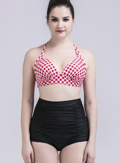 Oasap 2 Piece Halter Top High Waist Bottom Bikini Set