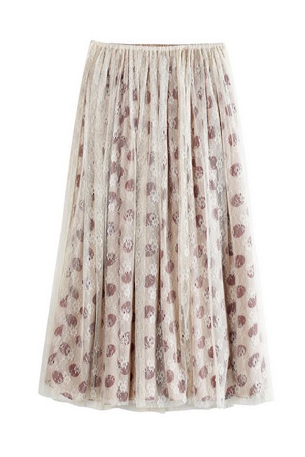 Oasap Dots Printing Ankle Length Skirt