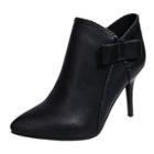 Oasap Pointed Toe Stiletto Heels Side Bow Ankle Boots