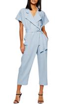 Oasap Women's Fashion Wrap Front Short Sleeve Jumpsuit With Tie Waist