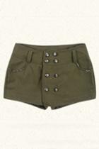 Oasap Army Style Double Breasted Chain Detail Shorts