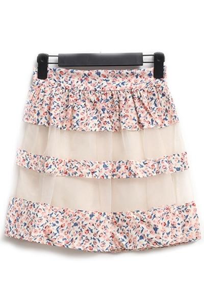 Oasap Sweet Semi-sheer Floral Skirt