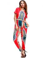 Oasap Ethnic Short Sleeve Printed Jumpsuit With Belt