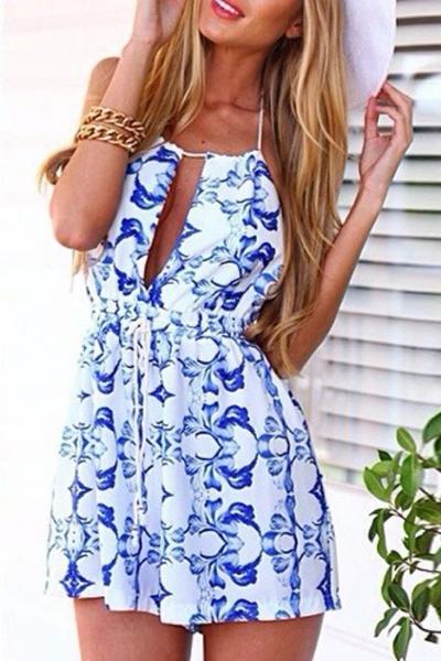 Oasap Geo Print Cami Romper