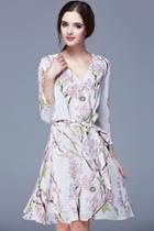 Oasap Chic Floral Pattern Chiffon Dress