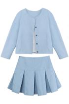 Oasap Blue Top A-line Skirt Matching Sets