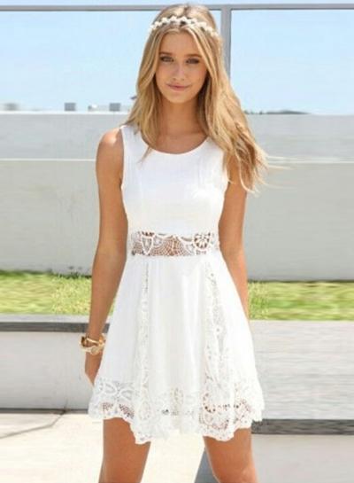 Oasap Sleeveless Lace Chiffon Mini Dress