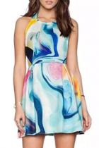 Oasap Amazing Printed Backless Halter Skater Dress