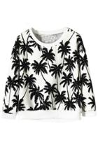 Oasap Black White Palm Tree Pattern Sweatshirt