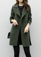 Oasap Fashion Solid Long Sleeve Double Breasted Coat