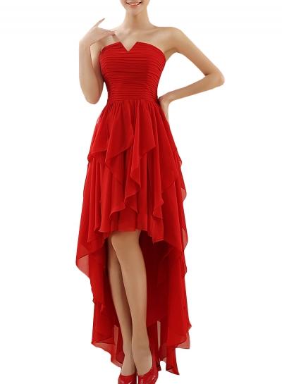 Oasap Elegant Strapless Asymmetric Prom Dress