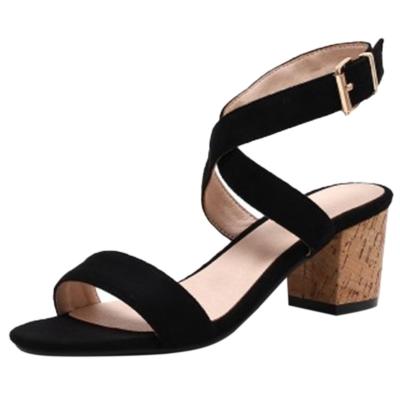 Oasap Fashion Open Toe Cross Strap Slingback Chunky Heels Sandals