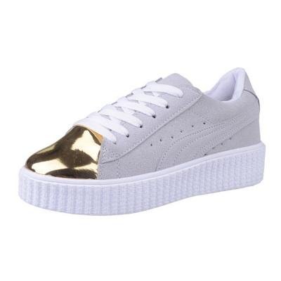 Oasap Round Toe Lace-up Flat Sneakers