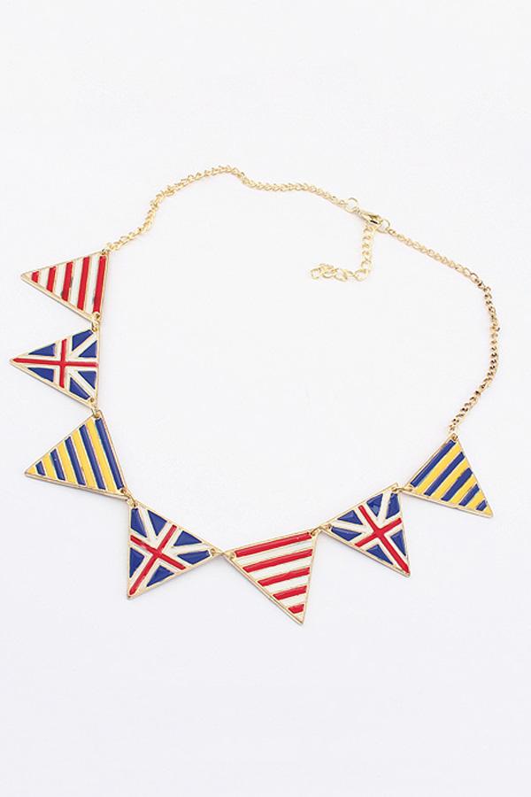 Oasap National Flag Print Triangular Pendant Necklace