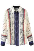 Oasap Tribal Style Graphic Button Down Shirt