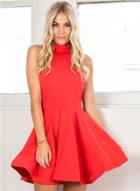 Oasap Halter Backless A-line Mini Party Dress