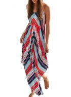 Oasap Women's Boho Spaghetti Strap Print Maxi Irregular Dress