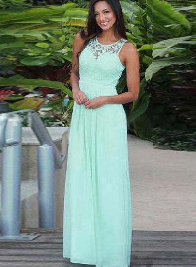 Oasap Sleeveless Backless Lace Panel Maxi Evening Dress