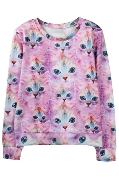 Oasap Lovely Kitty Pattern Sweatshirt