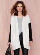 Oasap Colour Block Cutwork Long Sleeve Cardigan