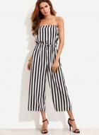Oasap Stripe High Waist Cropped Wide Leg Jumpsuits