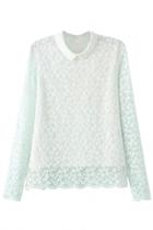 Oasap Sexy Solid Crochet Lace Blouse