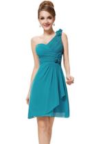 Oasap Women's One Shoulder Ruched Bust Knee Length Bridesmaids Dress