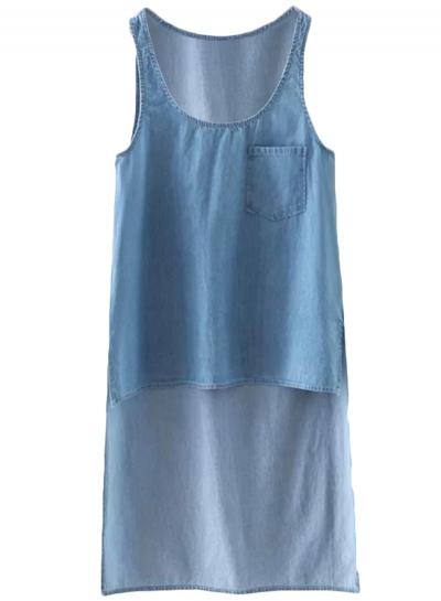 Oasap Women's High Low Design Side Slit Denim Tank