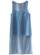 Oasap Women's High Low Design Side Slit Denim Tank